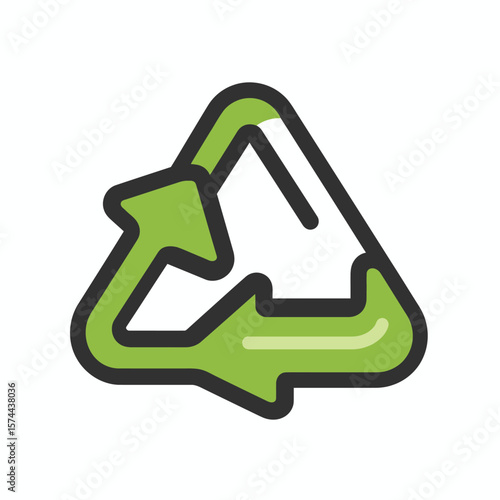 Green arrows circulate recycling triangular shape illustration