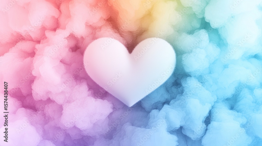 Obraz premium heart rainbow Heart shaped cloud with rainbow colors radiating outwards, ethereal and magical, representing divine love and blessings