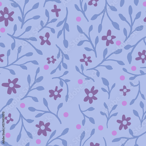 Wallpaper Mural Seamless Floral Pattern With Flowers and Foliage, perfect for textiles, stationery, and digital use Torontodigital.ca