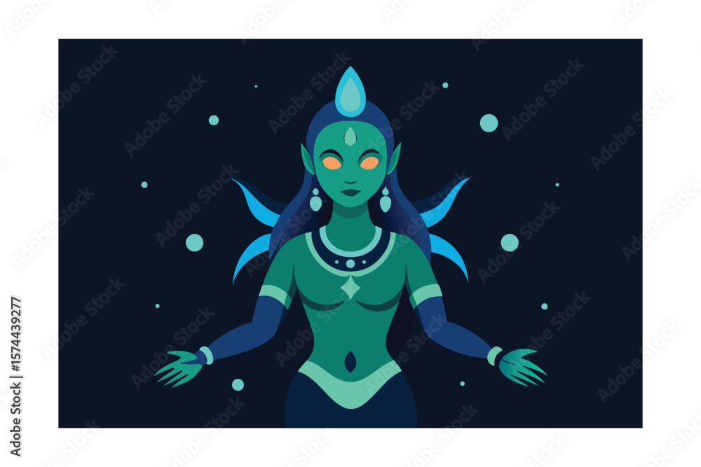 Naklejka premium Vasuki Glowing in Bioluminescent Ocean Light