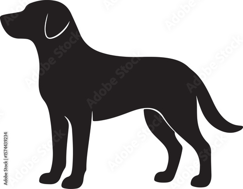 Black Labrador retriever dog silhouette vector illustration
