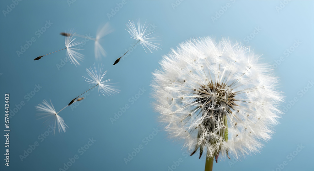 Obraz premium Dandelion seeds floating