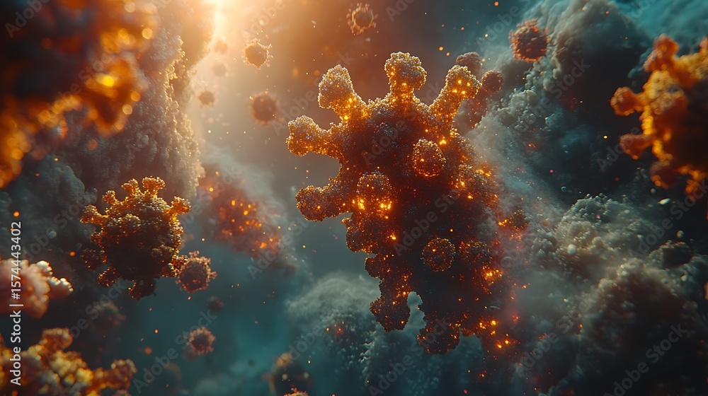 Fototapeta premium Abstract representation of microscopic particles.