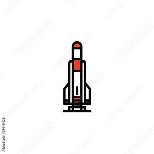 Isolated missile launches upward against seamless white background