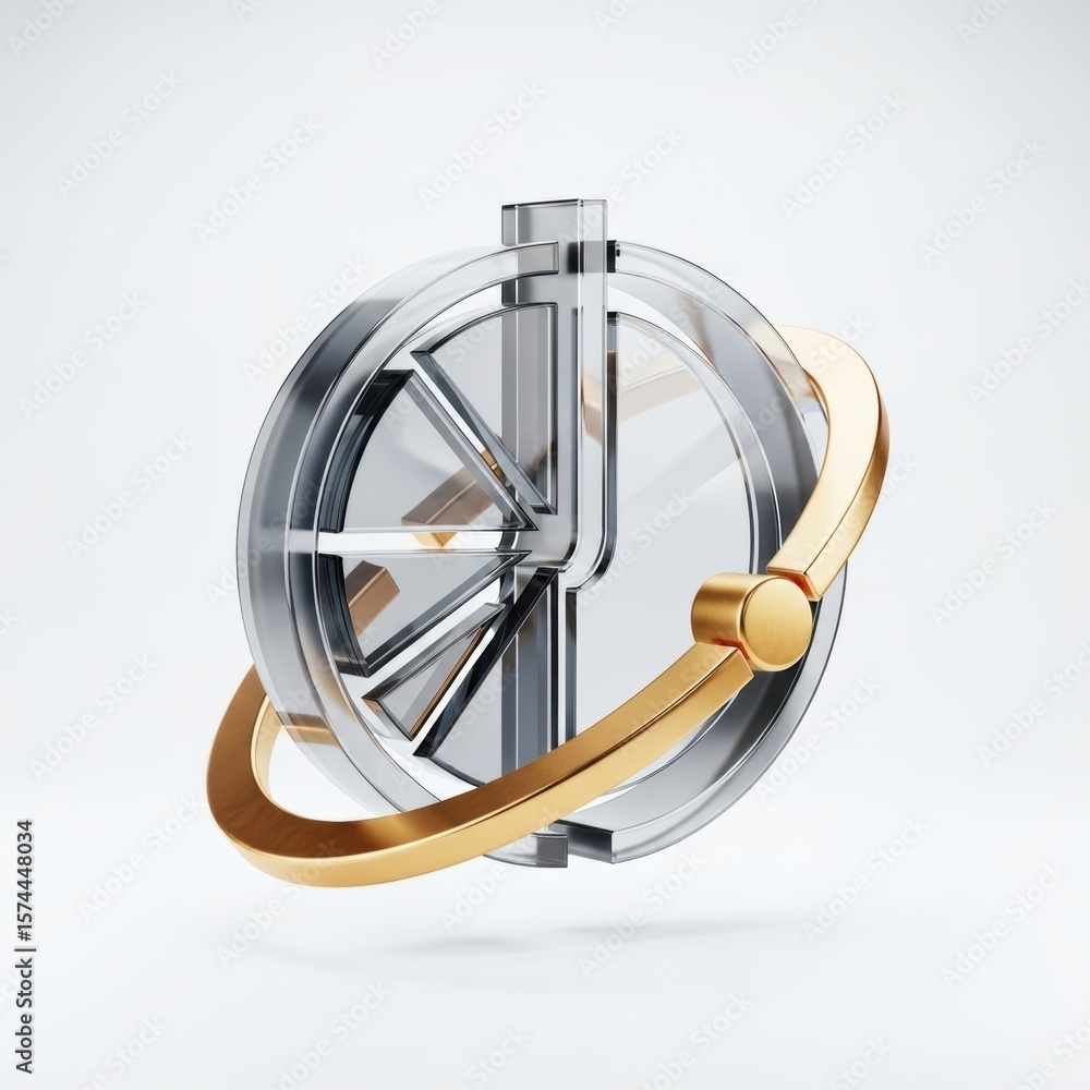 Fototapeta premium Stylish Compass Design in Metallic Gold and Silver Colors