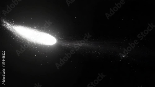 Abstract particle trail animation with sparkling particles flowing on dark background
