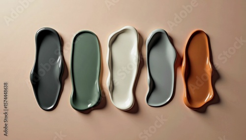 Stylish abstract paint blobs in earthy tones on minimalistic background