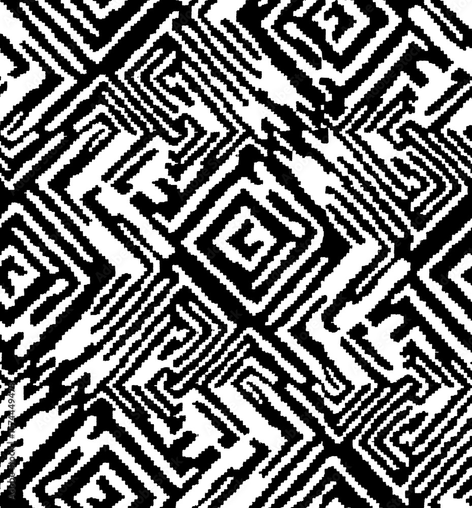 stock photo vector black and white geometry textile brush pattern with ikat style background, ethnic ikat texture design stock photo vector black and white geometry textile brush pattern with ikat style background, ethnic ikat texture design