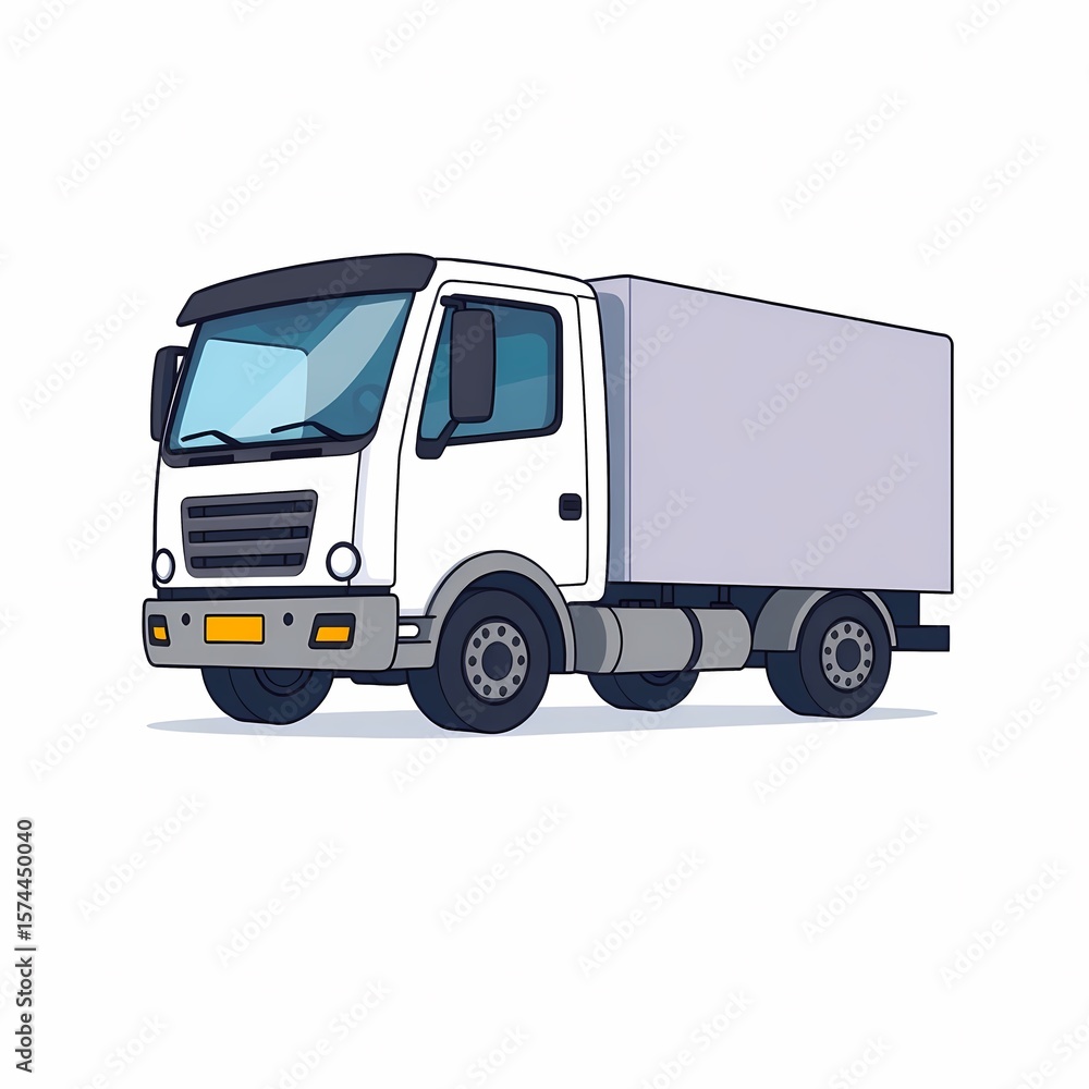 Fototapeta premium Illustrated Outline Delivery Truck Isolated Detailed Commercial Vehicle Illustration
