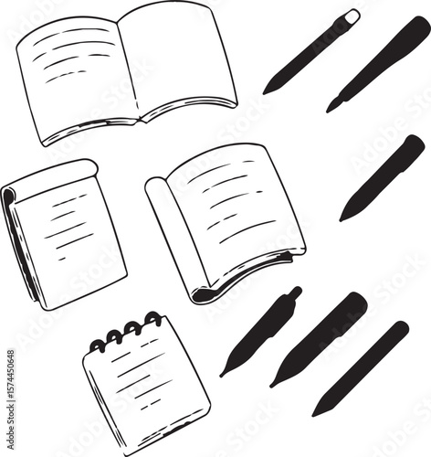 Business set to do list paper with pencil and pen using doodle art