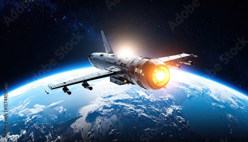 Wallpaper Mural Futuristic spacecraft above Earth Torontodigital.ca