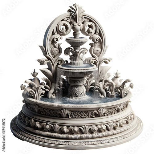3D Fountain isolated on white background