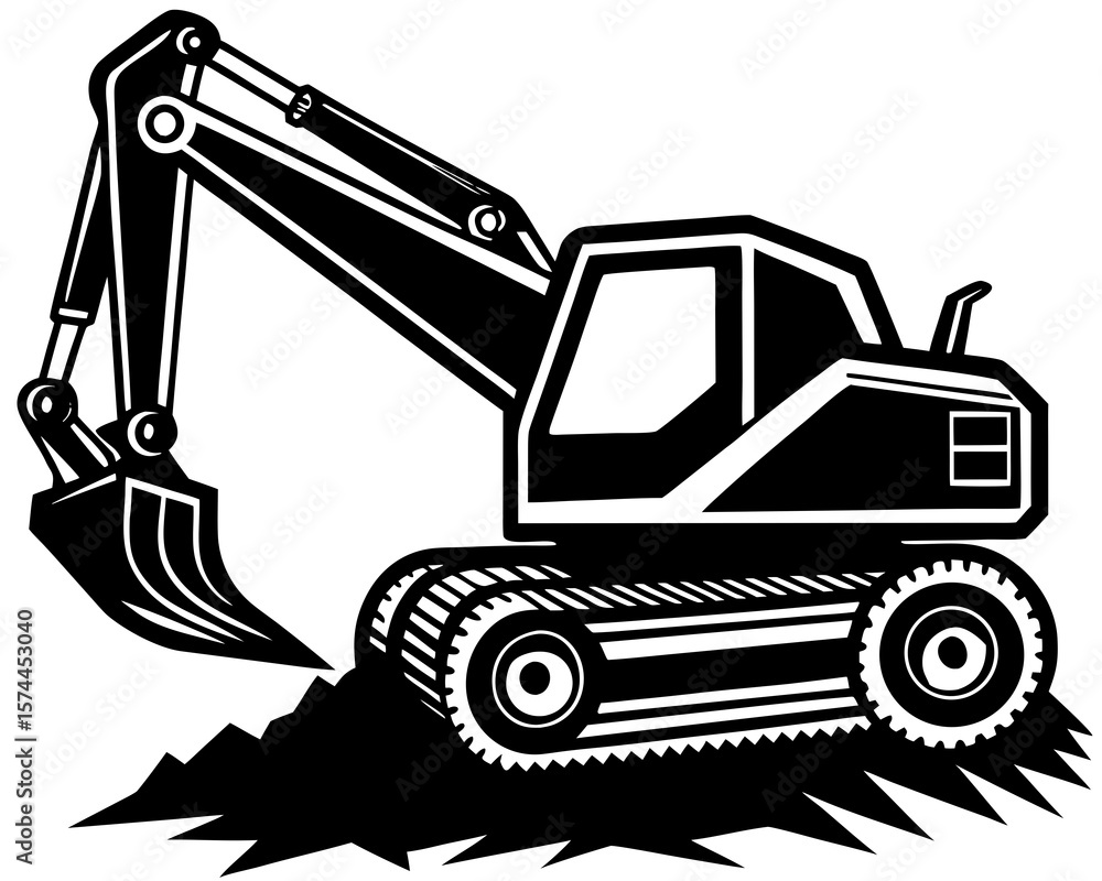 Naklejka premium Excavator Silhouette Icon