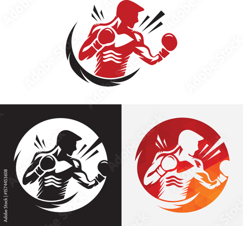 kick boxing logo vector icon. kick boxer attack sport logo icon vector.