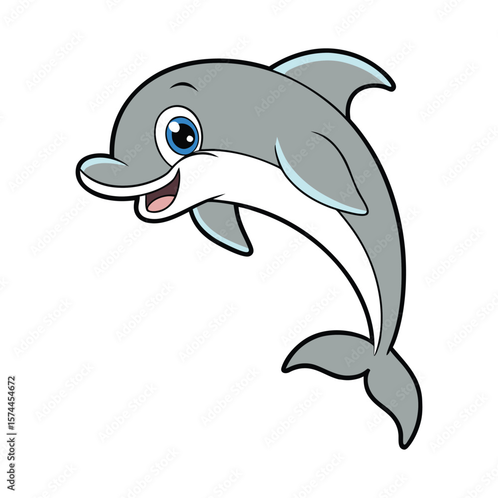 Fototapeta premium Full-Body Cartoon Dolphin