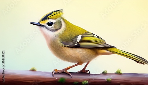 a close up view of a goldcrest bird beautiful simple ai generated image