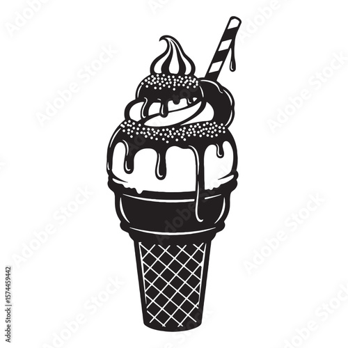 A summer staple in visual form – Ice cream silhouette balanced with bright Ice cream vector – Ice cream illustration

