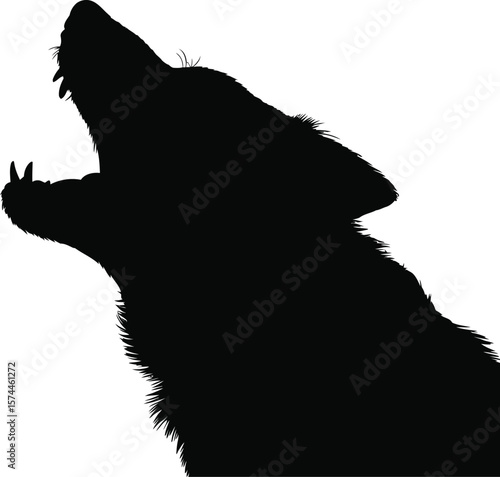 Howling wolf silhouette black white