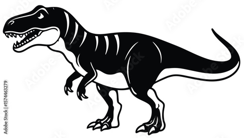 Black and white line drawing of a Tyrannosaurus Rex dinosaur