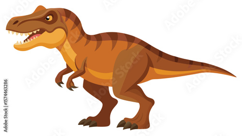 Illustration of Tyrannosaurus Rex dinosaur on white background.