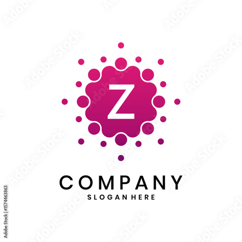 Creative letter Z logo with round dot design, modern abstract company symbol