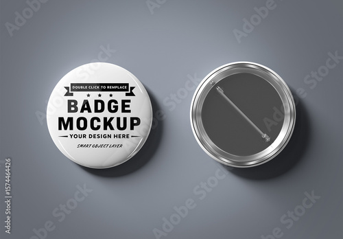 Button Badge Mockup Isolated on Grey