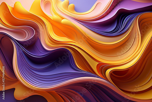 Luxury Abstract Background with Luminous Gold and Purple Liquid Swirls