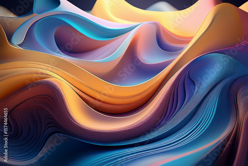 Serene and Elegant Abstract Background with 3D Flowing Lines in Luminous Colors