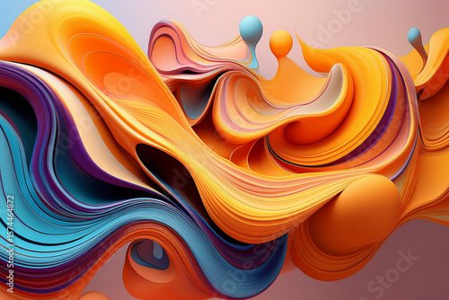 Abstract 3D Flowing Lines Background with Warm Peach and Teal Layers