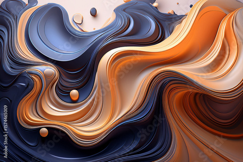 Professional Corporate Abstract Background with Flowing Navy Blue and Gold Waves