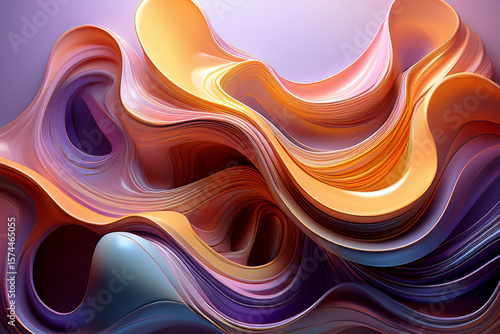 Elegant Abstract Background with Luminous Gold and Purple Flowing Waves