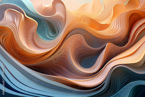 Elegant Abstract Background with Intricate 3D Flowing Lines and Layers