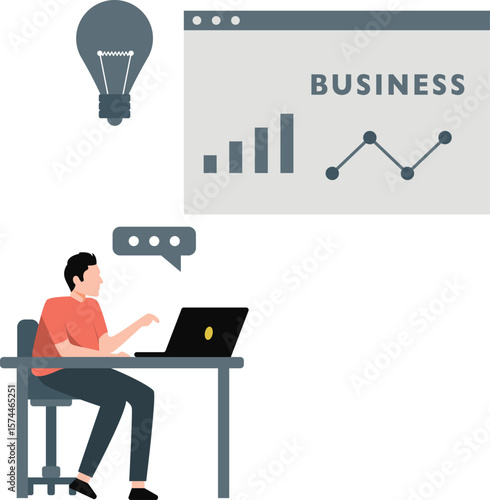 The boy gives statement idea on analytic graph