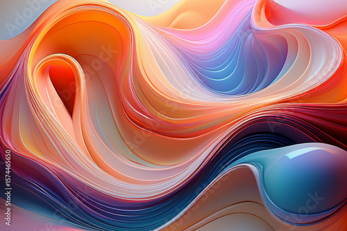 Vibrant Abstract 3D Waves with Flowing Colors and Spheres