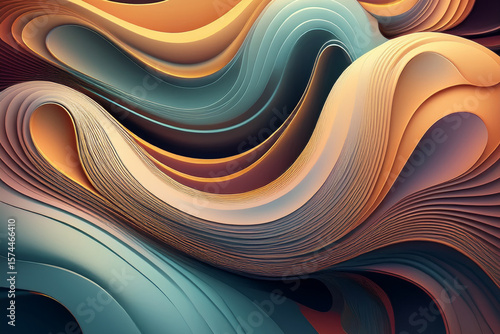 Modern Fluid Abstract Waves Background with 3D Flowing Layers and Elegant Colors