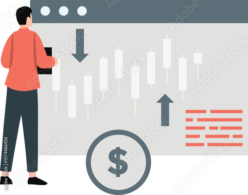 The boy is graphically displaying the business ups and downs