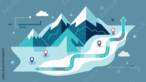 A mountain range with a blue river running through it. The river is surrounded by trees and mountains