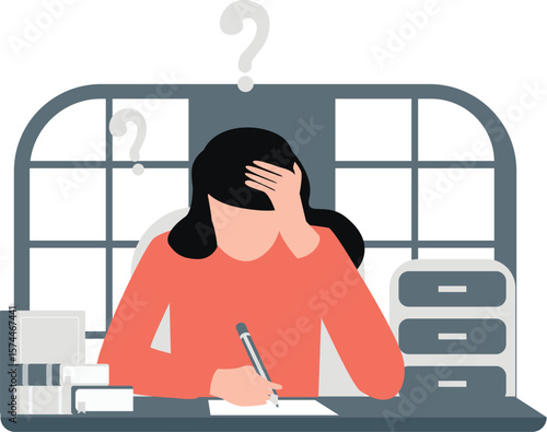 The girl does not understand her work