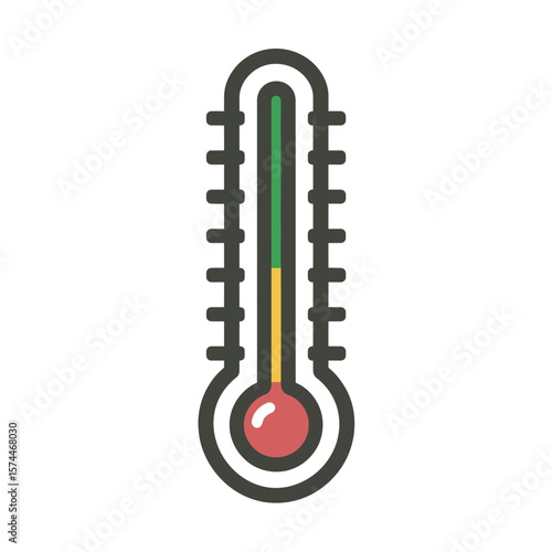 Simple thermometer displays average temperature on white backdrop