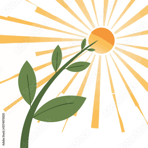 Sprout Reaching Toward Sun Flat Minimal Vector Isolate