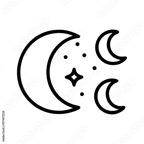 Night sky moon star crescent celestial astronomy astrology space dream moonlight midnight vector graphic