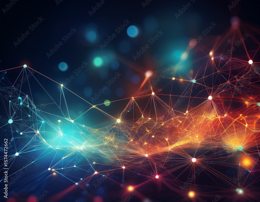 Fototapeta premium modern abstract background with connected dots and lines network technology communication concept