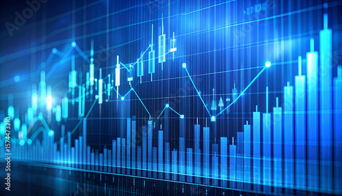 Wallpaper Mural Financial Data Chart with Blue Glow. Torontodigital.ca