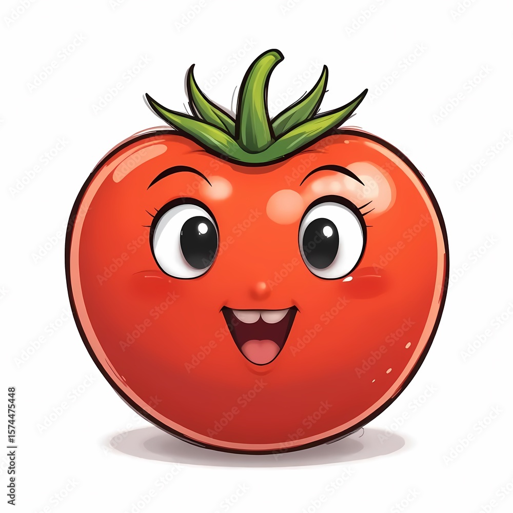 Obraz premium Cartoon Illustration of a Smiling Red Tomato Vegetable Character