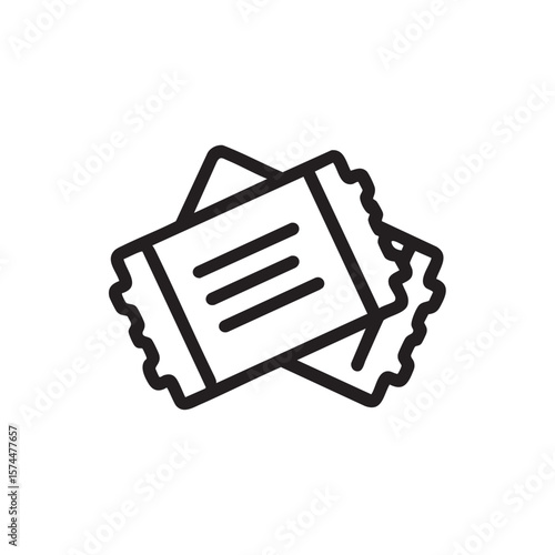 Stack of two tickets with wavy edges.