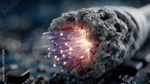 Optical fiber termination revealing internal strands