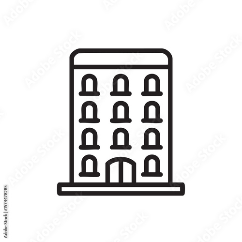  Outline of a multistory building with multiple windows.