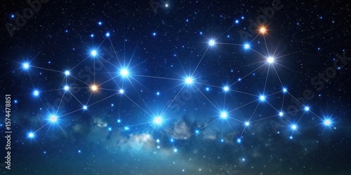 Dark blue sky with twinkling stars and Constellation Centaurus in the center