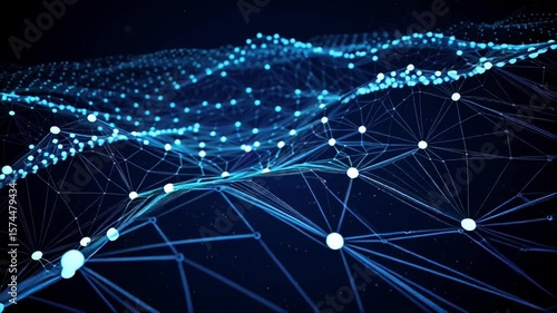 Connecting Nodes Forming Network Data Visualization Animation in Blue