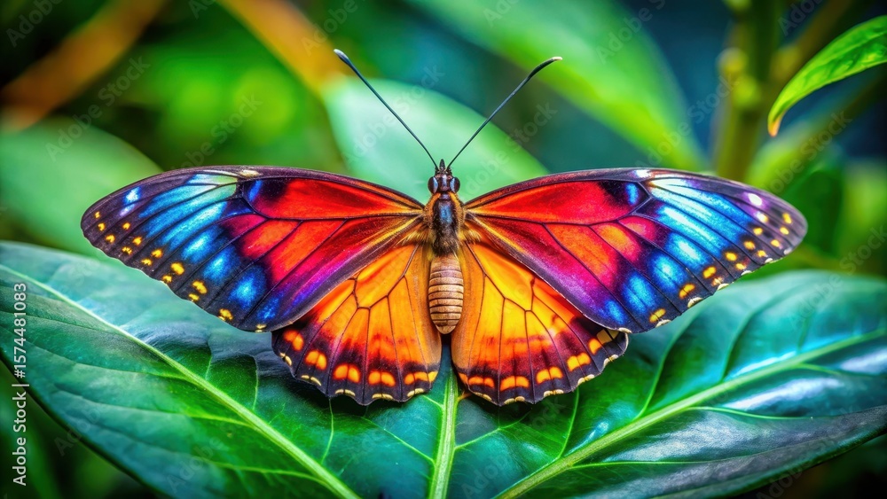 Fototapeta premium Delicate butterfly perched on a leaf
